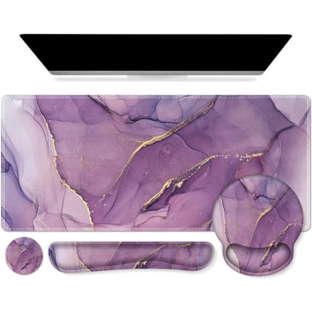 Purple Ergonomic Gaming Mouse Pad with Wrist Support, 4in1 XXL Large